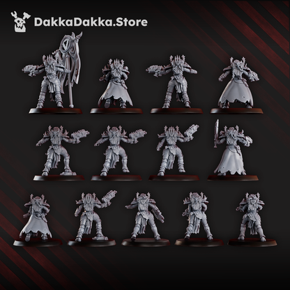 Dark Space Knights Coven Battle Witches Squad, proxy miniature, 28mm heroic scale unpainted resin, view 2