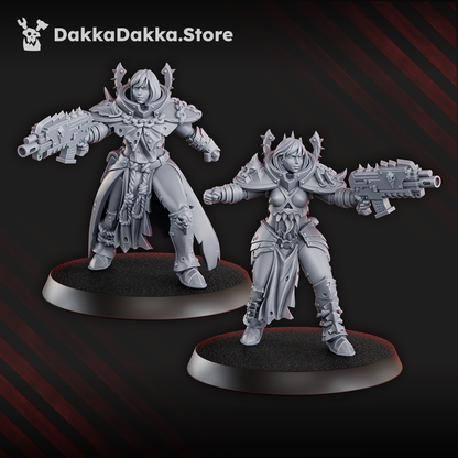 Dark Space Knights Coven Battle Witches Squad, proxy miniature, 28mm heroic scale unpainted resin, view 4