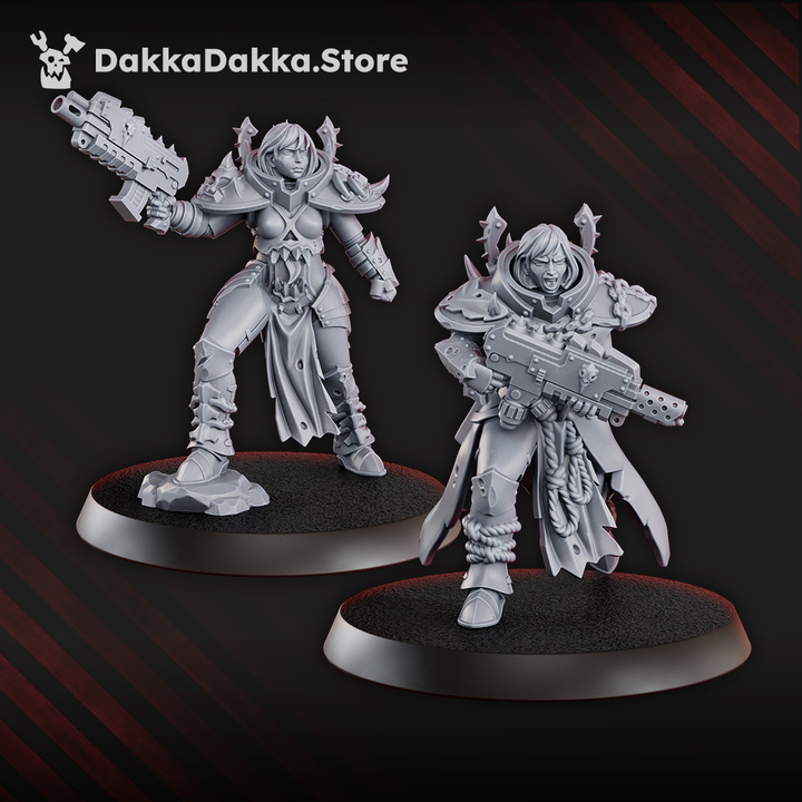Dark Space Knights Coven Battle Witches Squad, proxy miniature, 28mm heroic scale unpainted resin, view 3