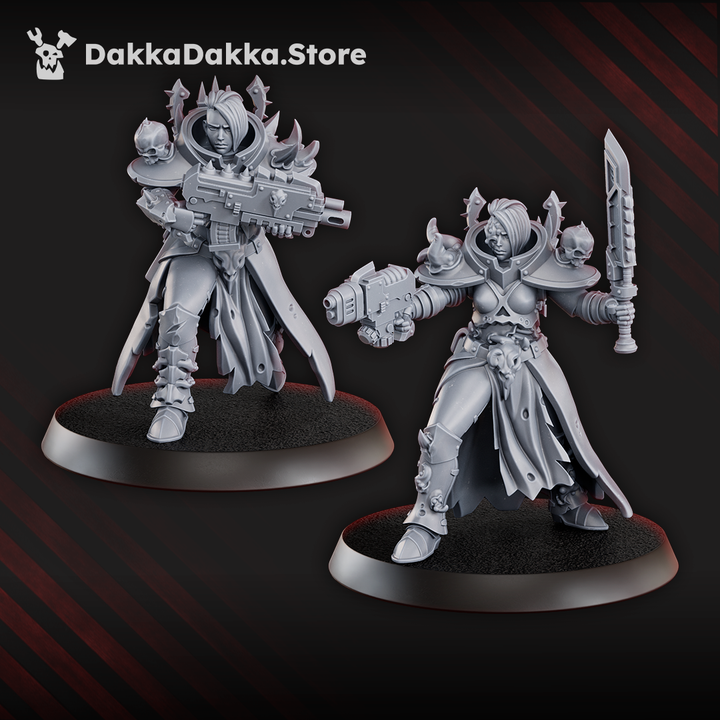 Dark Space Knights Coven Battle Witches Squad, proxy miniature, 28mm heroic scale unpainted resin, view 5