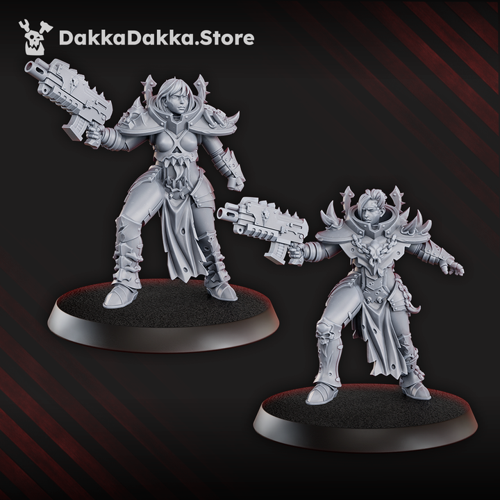 Dark Space Knights Coven Battle Witches Squad, proxy miniature, 28mm heroic scale unpainted resin, view 6
