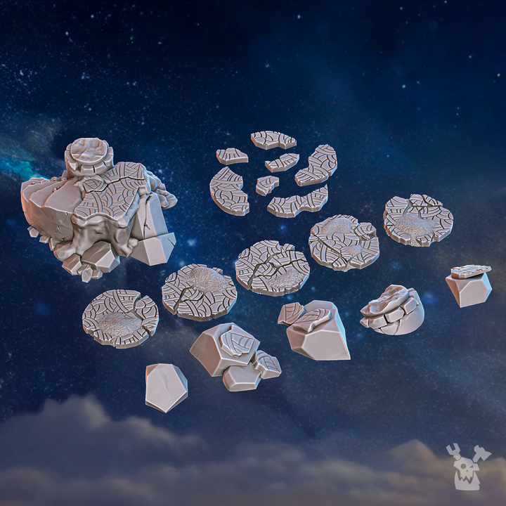 Battle Sisters Base Decor Set, resin miniature bases, bits, 28mm heroic scale unpainted resin, view 4