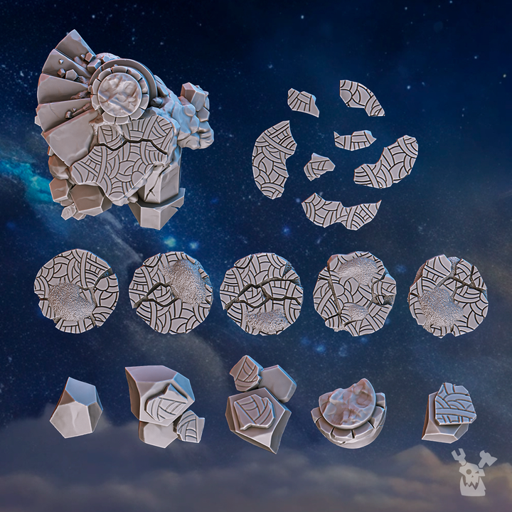 Battle Sisters Base Decor Set, resin miniature bases, bits, 28mm heroic scale unpainted resin