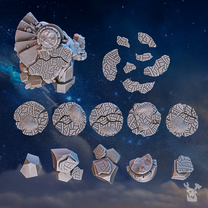 Battle Sisters Base Decor Set, resin miniature bases, bits, 28mm heroic scale unpainted resin