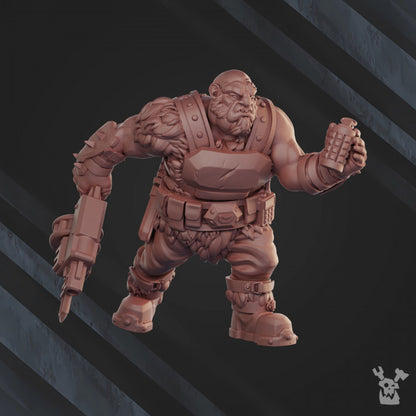 Frostborn Division Bigfoot Light Squad, Imperial Army proxy miniature, 28mm heroic scale unpainted resin, view 4