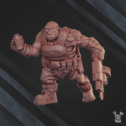 Frostborn Division Bigfoot Light Squad, Imperial Army proxy miniature, 28mm heroic scale unpainted resin, view 2