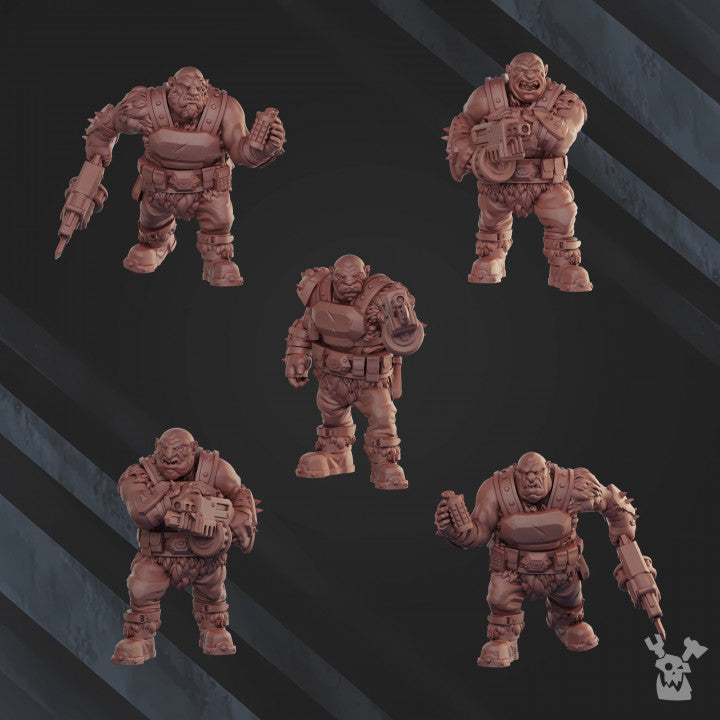 Frostborn Division Bigfoot Light Squad, Imperial Army proxy miniature, 28mm heroic scale unpainted resin