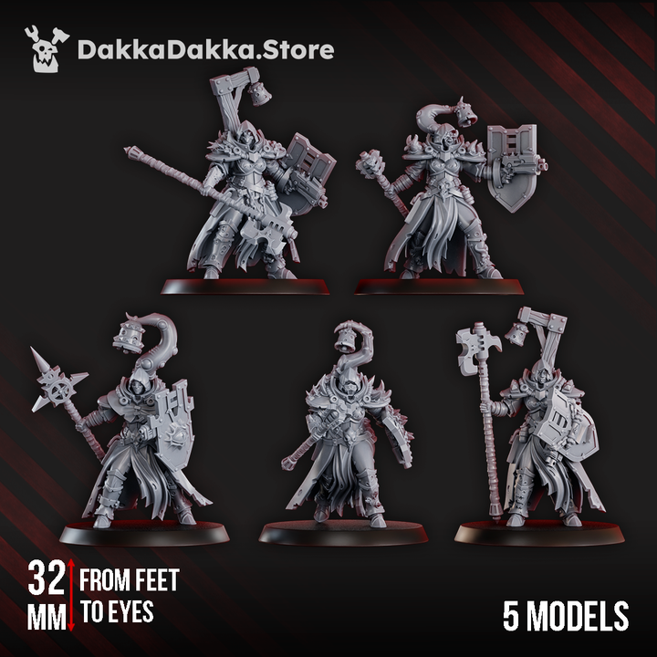 Dark Space Knights Coven Blightshield Witches Squad, proxy miniature, 28mm heroic scale unpainted resin