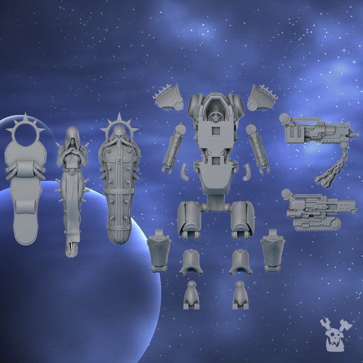 Battle Sisters Bonebreak Machine V2, proxy miniature, 28mm heroic scale unpainted resin, view 3