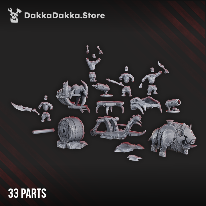 Orks Big Porkaz Carta, proxy miniature, 28mm heroic scale unpainted resin, view 5