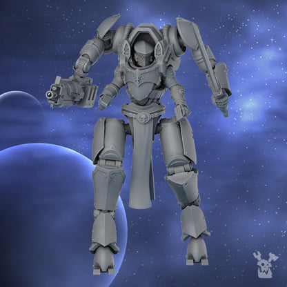 Battle Sisters Exosuit Squad, proxy miniature, 28mm heroic scale unpainted resin, view 9