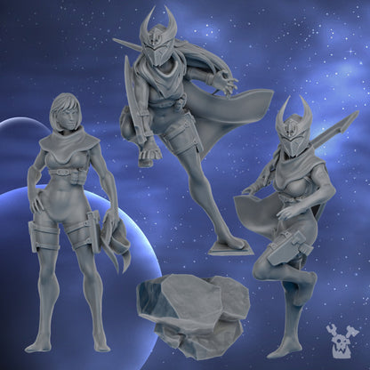 Battle Sisters Of Silence, proxy miniature, 28mm heroic scale unpainted resin, view 3