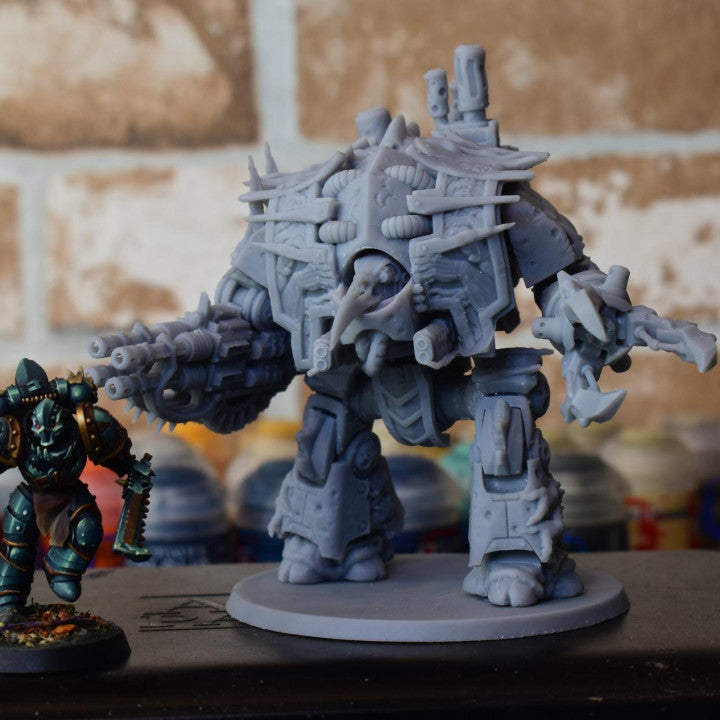 Plague Knights Harvester Dreadnought, proxy miniature, walker, 28mm heroic scale unpainted resin, view 4