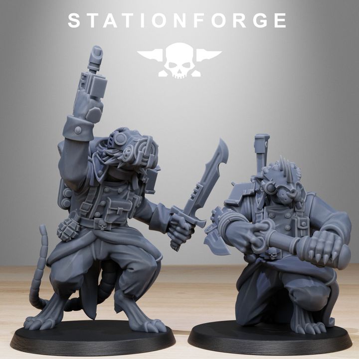 Tech Priests Raticus Grimguard Raticus (10 Units), 28mm heroic scale unpainted resin, view 3