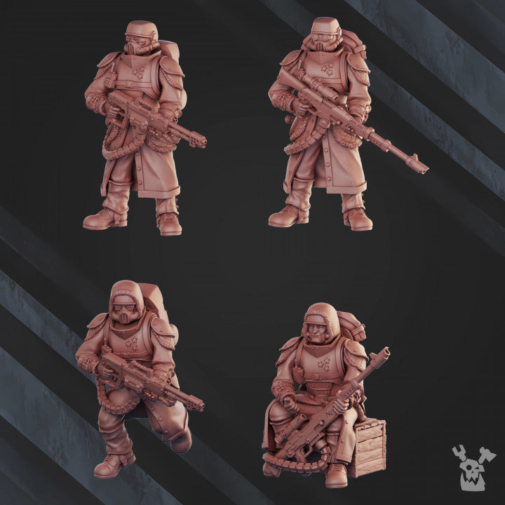 Frostborn Division Fd Special Forces Command Squad, Imperial Army proxy miniature, 28mm heroic scale unpainted resin, view 3