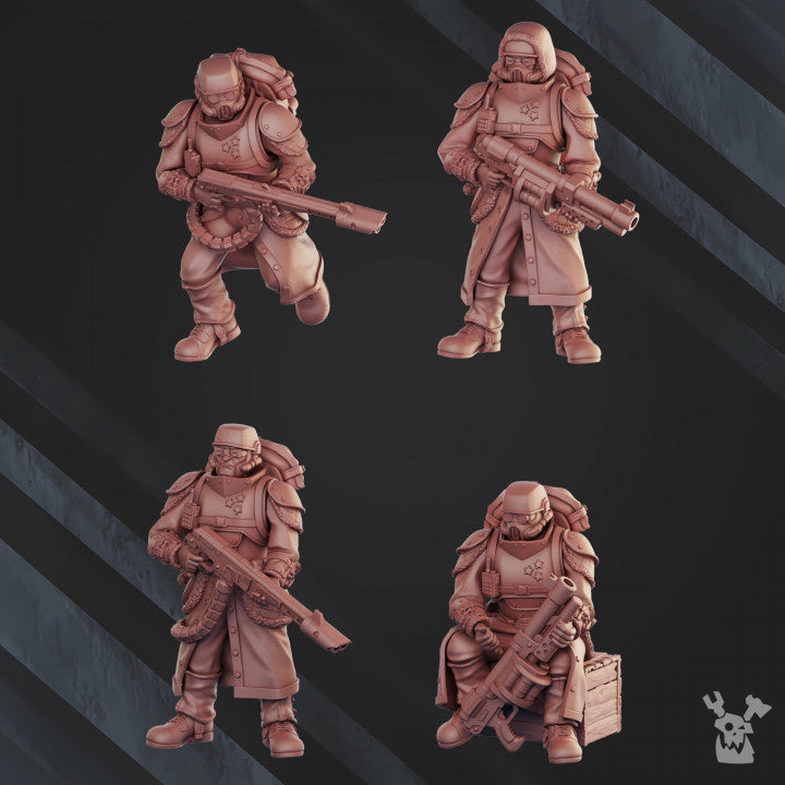 Frostborn Division Fd Special Forces Command Squad, Imperial Army proxy miniature, 28mm heroic scale unpainted resin, view 4