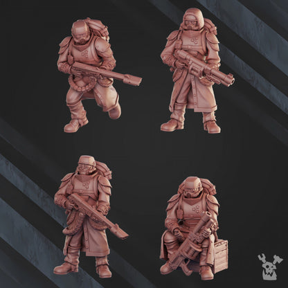 Frostborn Division Fd Special Forces Command Squad, Imperial Army proxy miniature, 28mm heroic scale unpainted resin, view 4