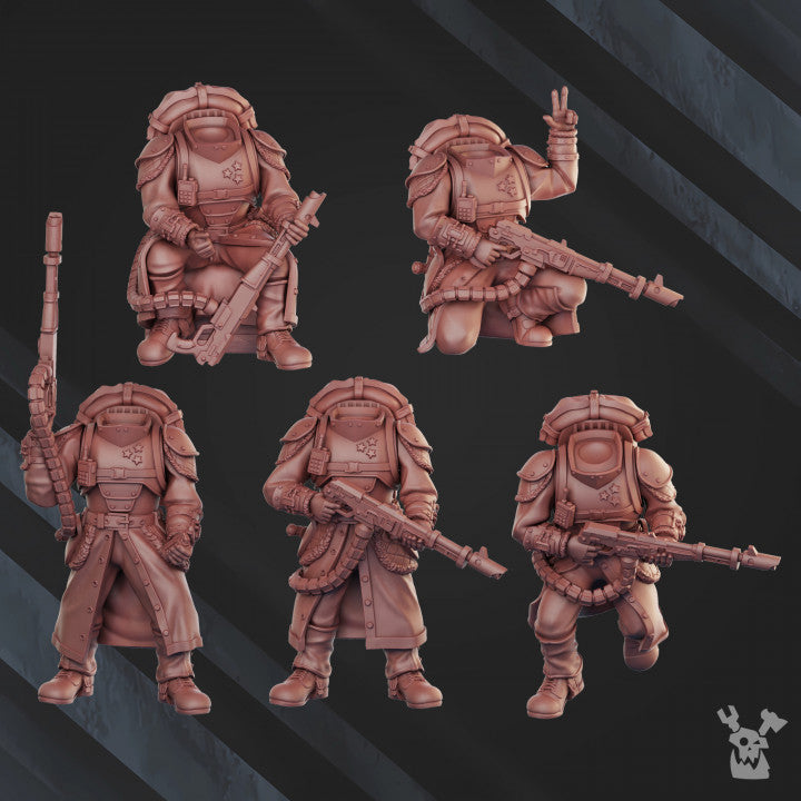 Frostborn Division Fd Special Forces Command Squad, Imperial Army proxy miniature, 28mm heroic scale unpainted resin, view 7