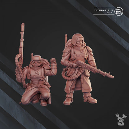 Frostborn Division Fd Special Forces Command Squad, Imperial Army proxy miniature, 28mm heroic scale unpainted resin