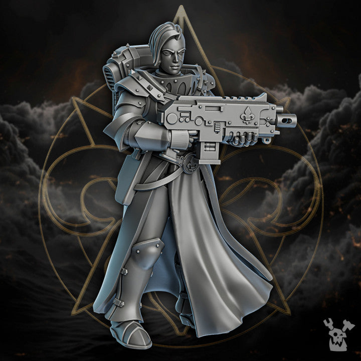 Battle Sisters Of Minor Guilt, proxy miniature, 28mm heroic scale unpainted resin