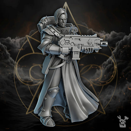 Battle Sisters Of Minor Guilt, proxy miniature, 28mm heroic scale unpainted resin