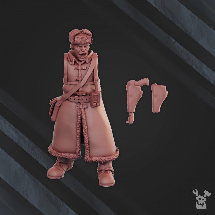 Frostborn Division Sergeant, Imperial Army proxy miniature, character, 28mm heroic scale unpainted resin, view 5
