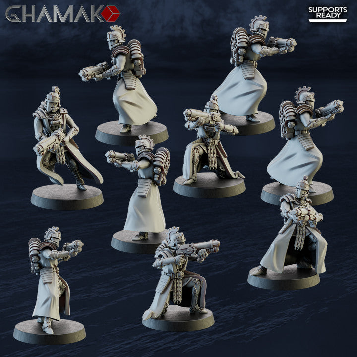 Tech Priests Cult Of Mars Martian Fulminators (10 Units), 28mm heroic scale unpainted resin
