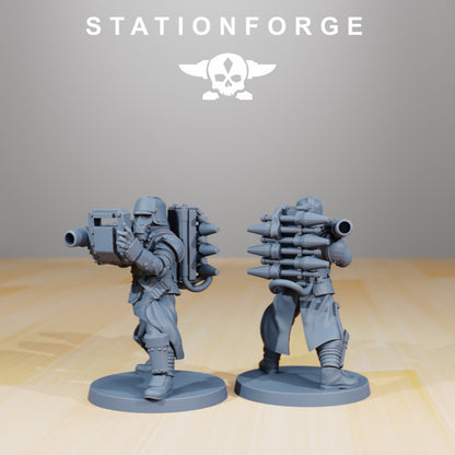 Grim Guard Armored Squad, Imperial Army proxy miniature, 28mm heroic scale unpainted resin, view 4