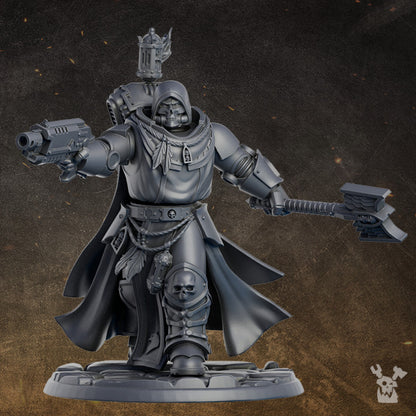 Hooded Knights Sir Gawein, proxy miniature, character, 28mm heroic scale unpainted resin, view 5
