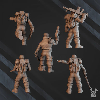 Regius Guard Green Hell Division Infantry Squad, Imperial Army proxy miniature, 28mm heroic scale unpainted resin, view 5