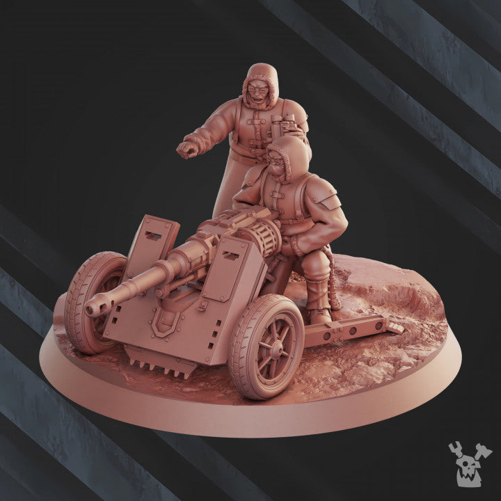 Frostborn Division Heavy Fire Support Brigade, Imperial Army proxy miniature, 28mm heroic scale unpainted resin, view 5