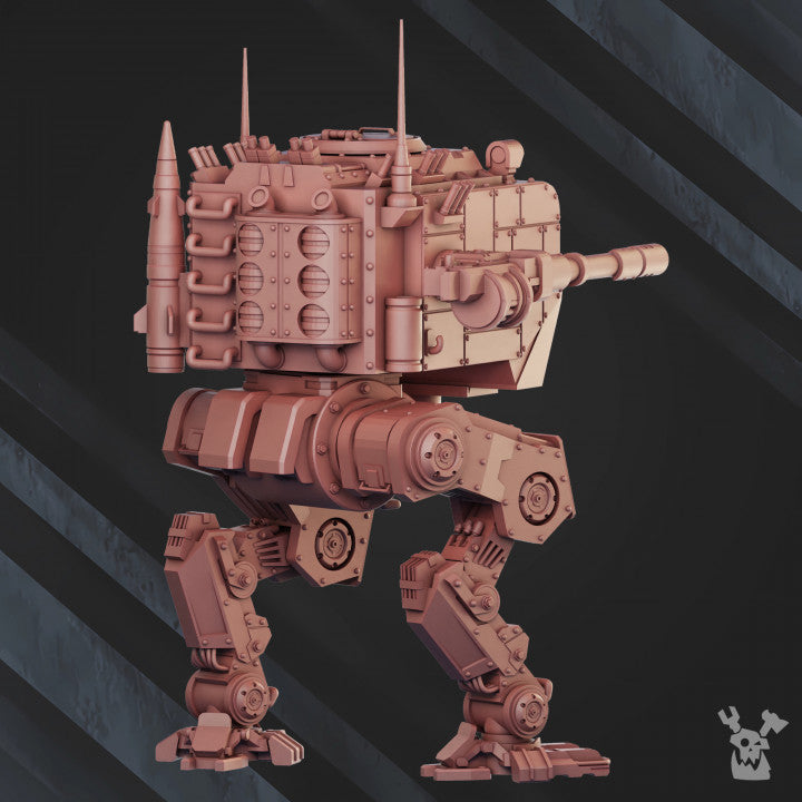 Frostborn Division Heavy Stomper Mech Polar Bear Pb180, Imperial Army proxy miniature, walker, 28mm heroic scale, view 3
