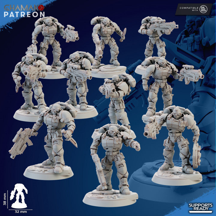 Space Knights Imperators Incursor (10 Units), proxy miniature, squad, 28mm heroic scale unpainted resin