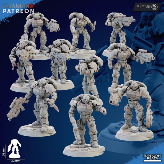 Space Knights Imperators Incursor (10 Units), proxy miniature, squad, 28mm heroic scale unpainted resin