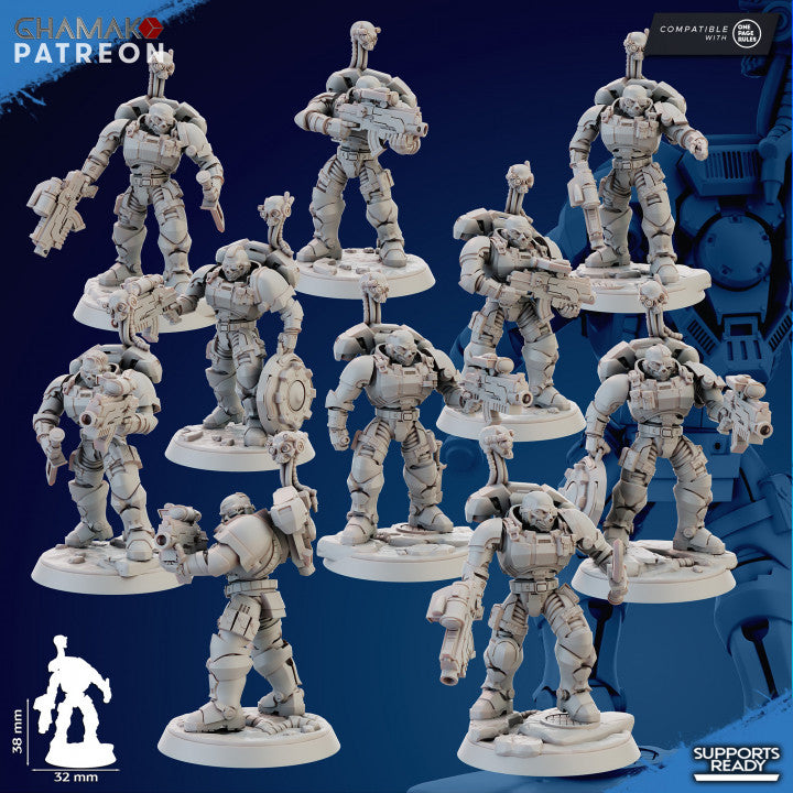 Space Knights Imperators Incursor With Servospy (10 Units), proxy miniature, squad, 28mm heroic scale unpainted re