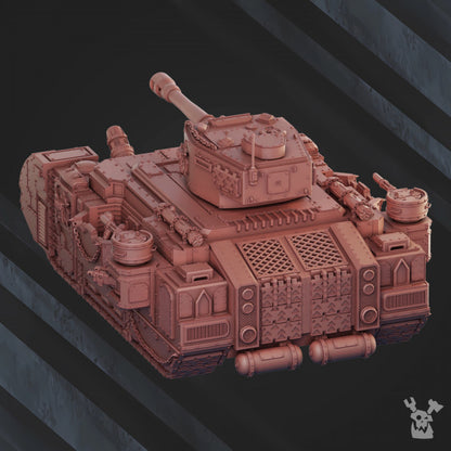 Frostborn Division Iron Curtain Great Tank, Imperial Army proxy miniature, 28mm heroic scale unpainted resin, view 3