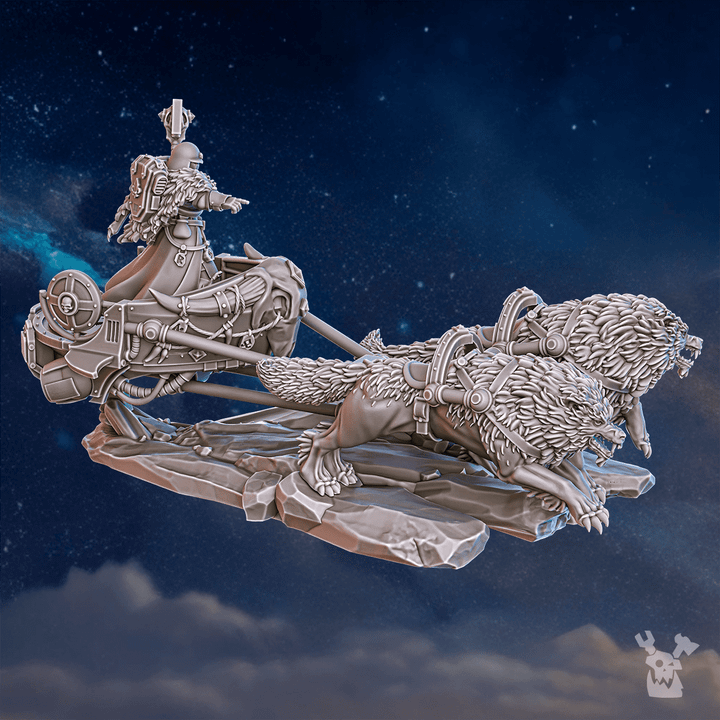 Battle Sisters Jarl Arna On Stormchariot, proxy miniature, vehicle, 28mm heroic scale unpainted resin, view 6