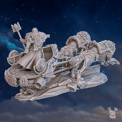 Battle Sisters Jarl Arna On Stormchariot, proxy miniature, vehicle, 28mm heroic scale unpainted resin, view 3