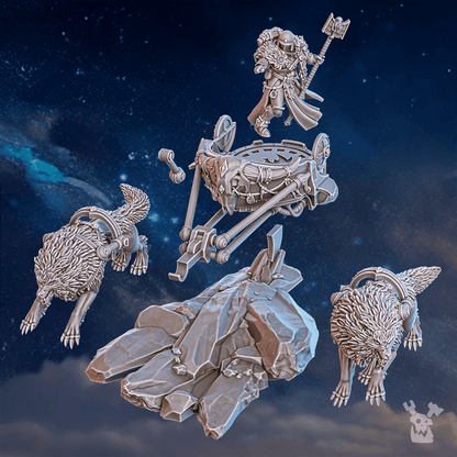 Battle Sisters Jarl Arna On Stormchariot, proxy miniature, vehicle, 28mm heroic scale unpainted resin, view 4