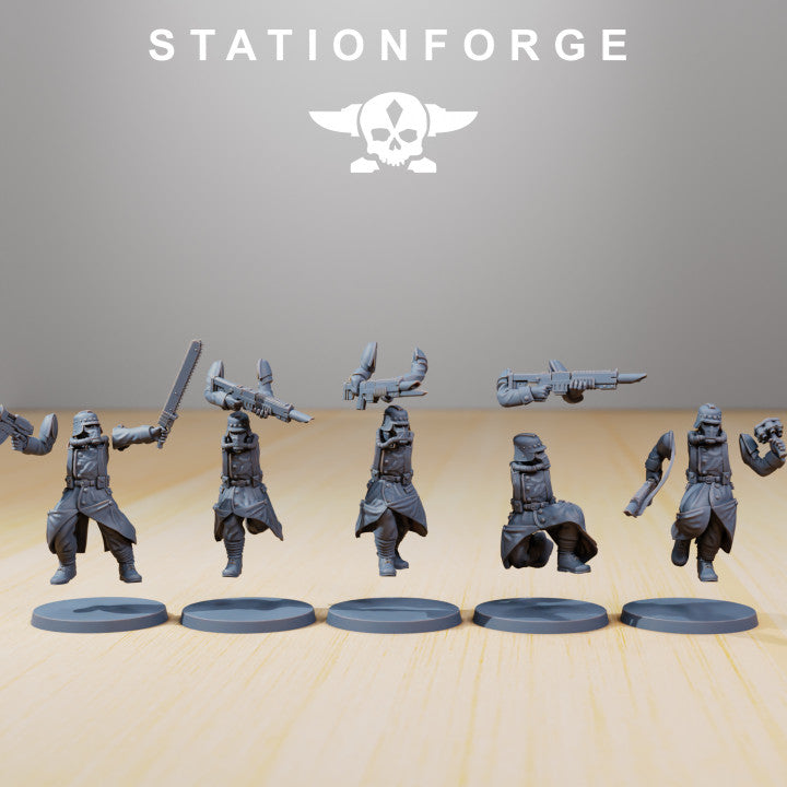 Grim Guard Trench Runners, Imperial Army proxy miniature, infantry, 28mm heroic scale unpainted resin, view 2