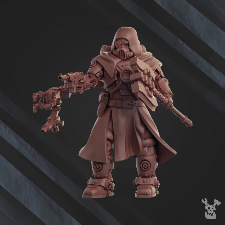 Frostborn Division Machine Cult Engineer, Imperial Army proxy miniature, character, 28mm heroic scale unpainted resin