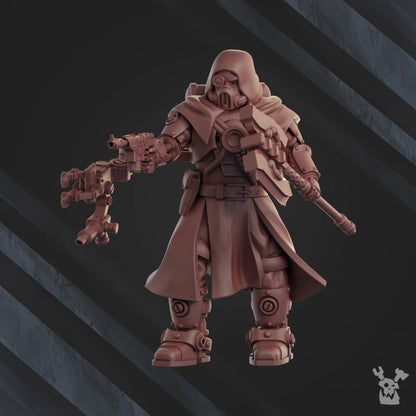 Frostborn Division Machine Cult Engineer, Imperial Army proxy miniature, character, 28mm heroic scale unpainted resin