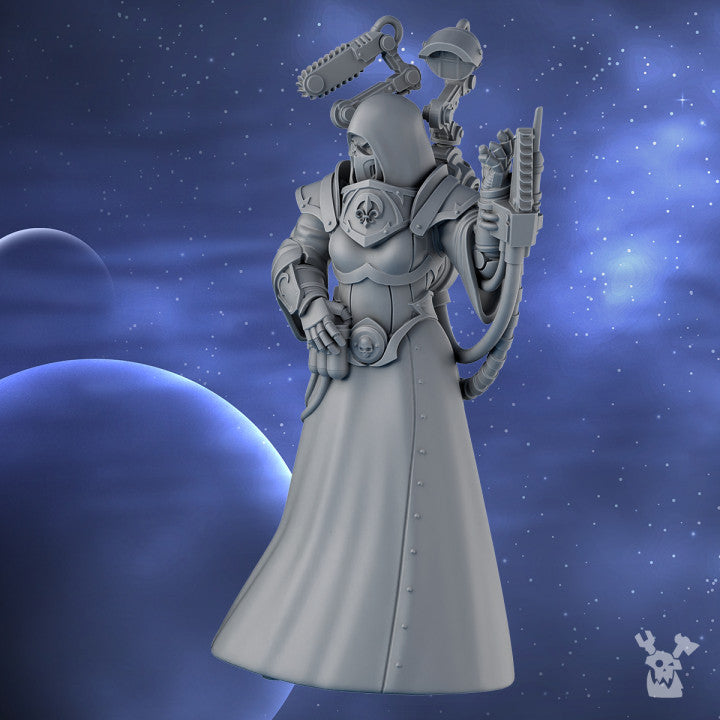 Battle Sisters The Daughter Of Mercy, proxy miniature, 28mm heroic scale unpainted resin, view 3