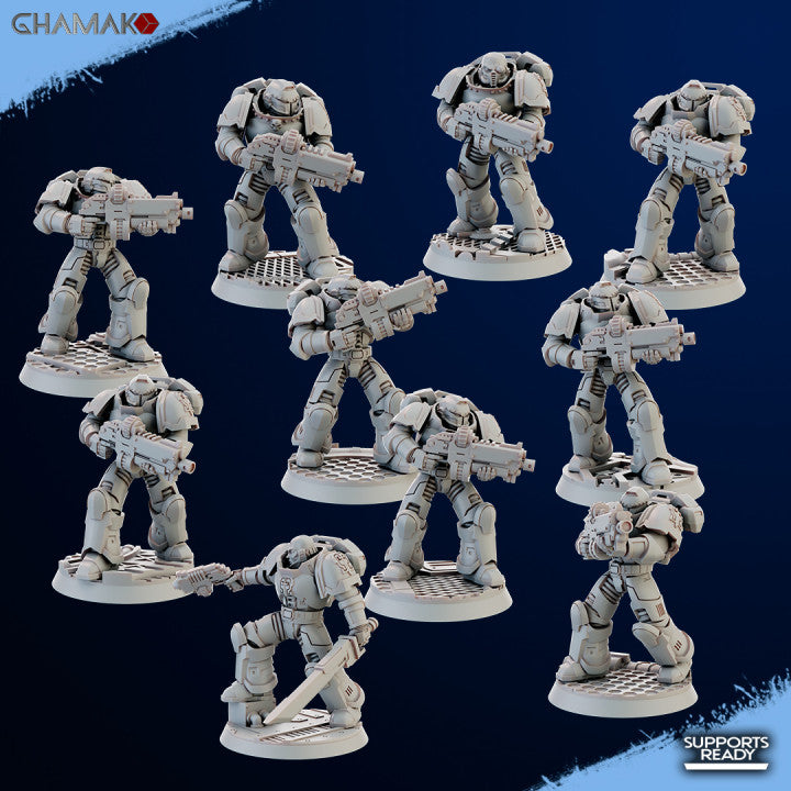 Space Knights Imperators Militum Automatic Rifle (10 Units), proxy miniature, squad, 28mm heroic scale unpainted r