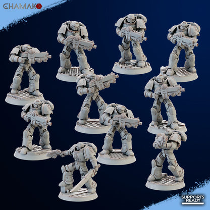 Space Knights Imperators Militum Automatic Rifle (10 Units), proxy miniature, squad, 28mm heroic scale unpainted r