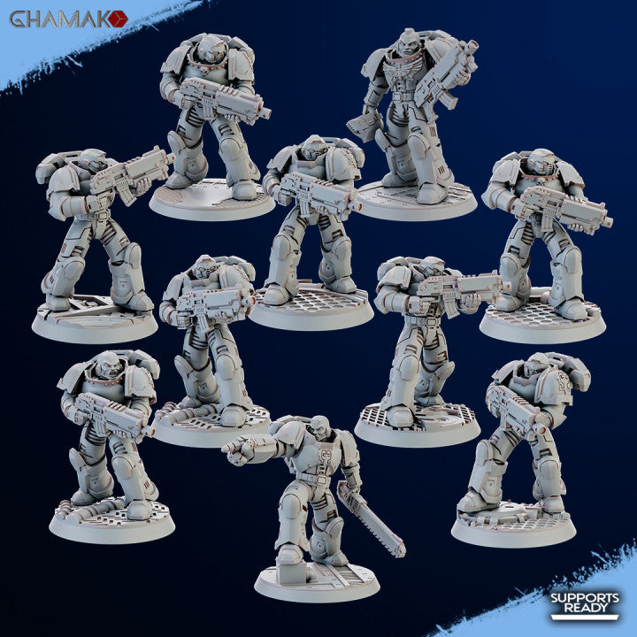 Space Knights Imperators Militum Rifle (10 Units), proxy miniature, squad, 28mm heroic scale unpainted resin