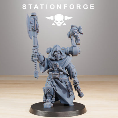 Scavenger Commander, Tech Priests proxy miniature, character, 28mm heroic scale unpainted resin