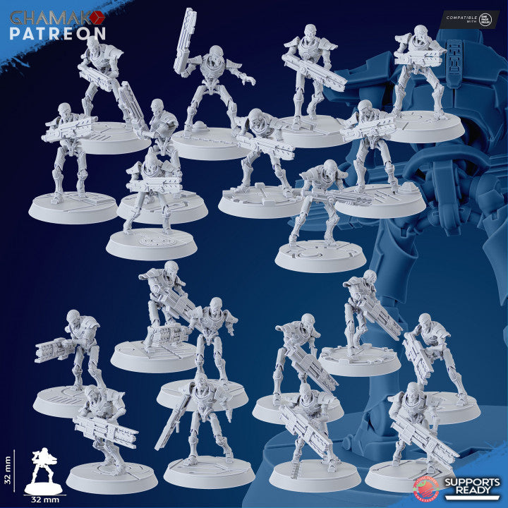 Necro Soldiers Squad (10 Units), proxy miniature, 28mm heroic scale unpainted resin