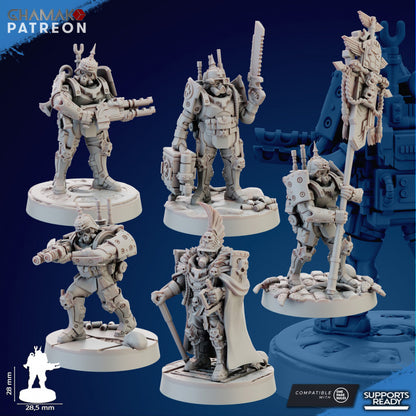Imperial Army Iron Korps Panzergrenadier Command Squad (5 Units), 28mm heroic scale unpainted resin