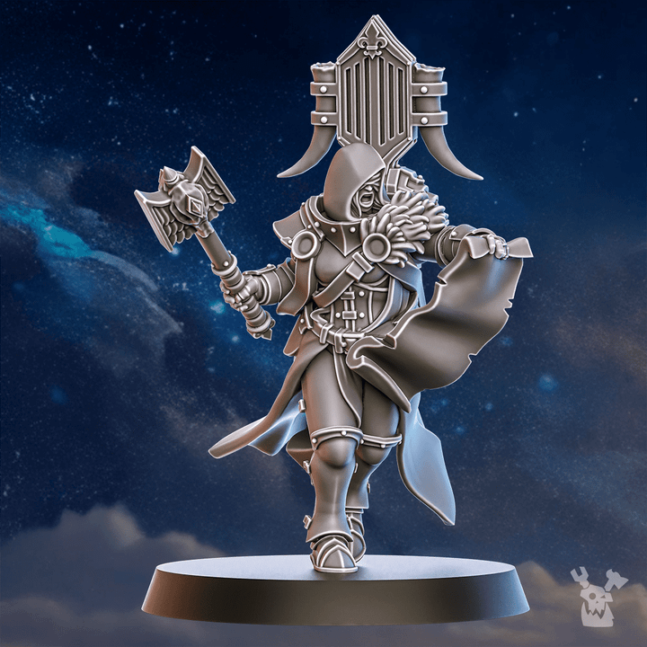 Battle Sisters Pride Caller, proxy miniature, 28mm heroic scale unpainted resin